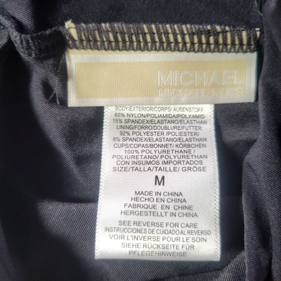 Michael Kors Womens Black Asymmetric Chain Strap Tankini Swim Top Size M - Picture 4 of 5